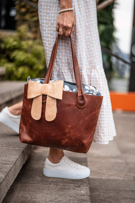 Leather Classic Bag with Bow